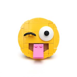 Brick-moji - Face with stuck-out tongue and winking eye